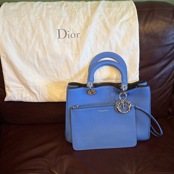 Christian Dior Blue Calfskin Medium Diorissimo Bag - Picture 1 of 9